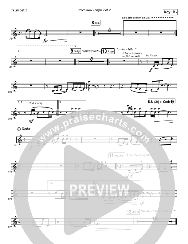 Promises (Choral Anthem SATB) Trumpet 3 (Maverick City Music / Arr. Erik Foster)