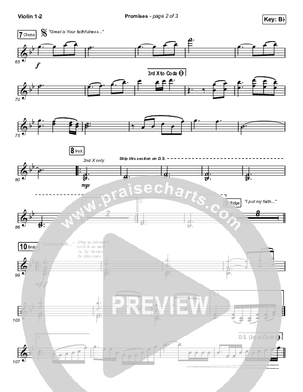 Promises (Choral Anthem SATB) Violin 1/2 (Maverick City Music / Arr. Erik Foster)