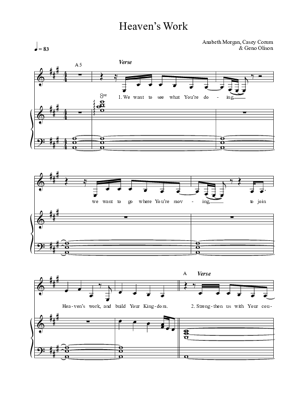 Heaven's Work Piano/Vocal (Vineyard Worship / Tina Colon Williams)
