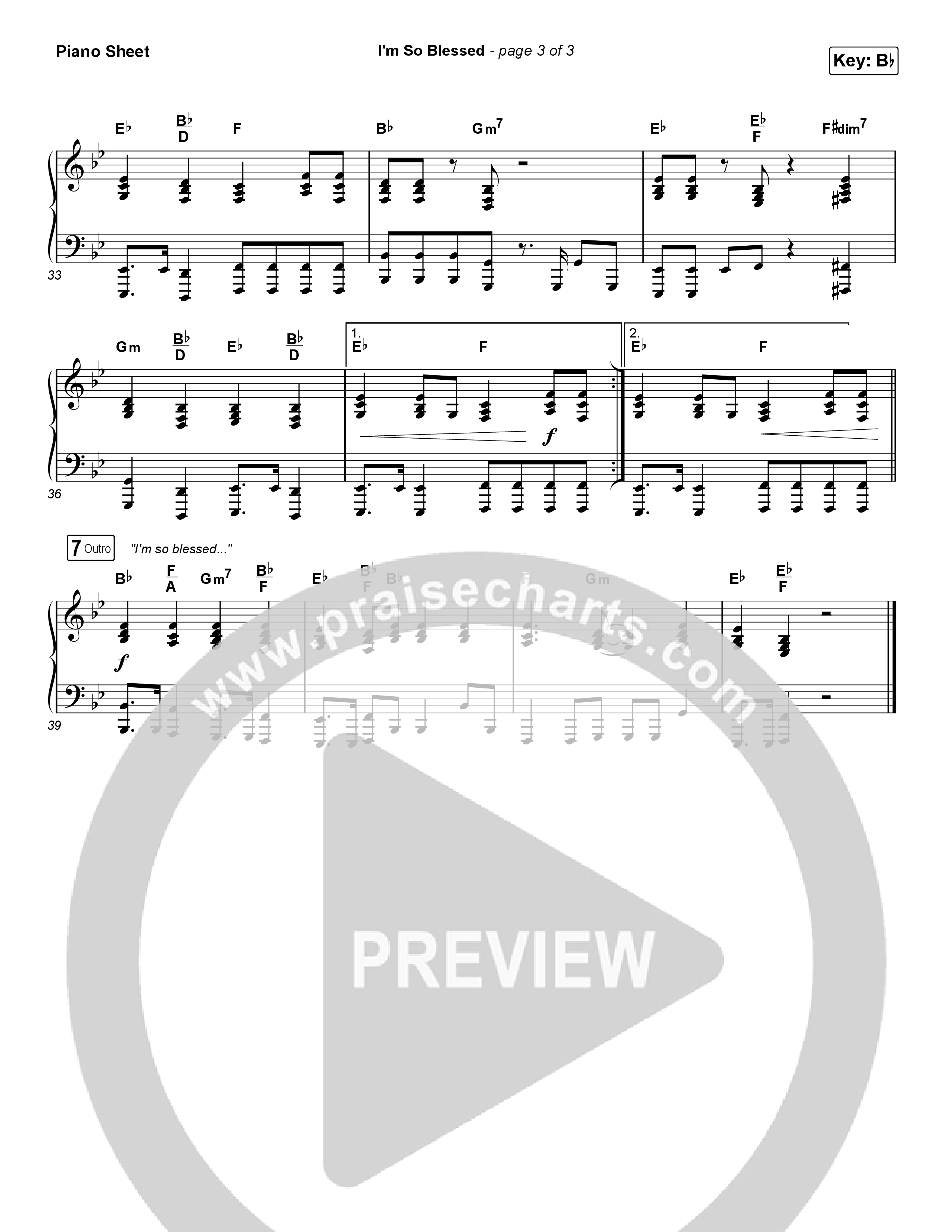 I'm So Blessed Piano Sheet (CAIN)