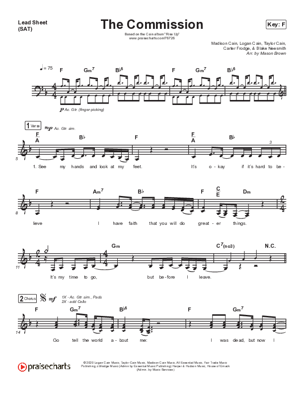 The Commission Lead Sheet (SAT) (CAIN)