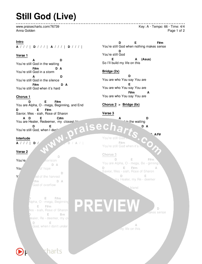 Still God (Live) Chords & Lyrics (Anna Golden)