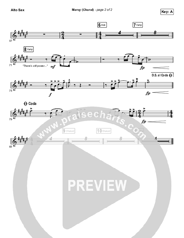 Mercy (Choral Anthem SATB) Alto Sax (Maverick City Music / Elevation Worship / Chris Brown / Arr. Luke Gambill)