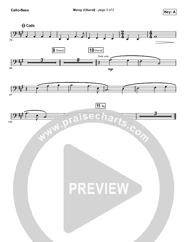 Mercy (Choral Anthem SATB) Cello/Bass (Maverick City Music / Elevation Worship / Chris Brown / Arr. Luke Gambill)