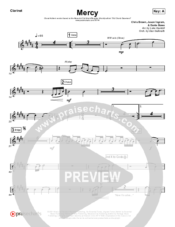 Mercy (Choral Anthem SATB) Wind Pack (Maverick City Music / Elevation Worship / Chris Brown / Arr. Luke Gambill)