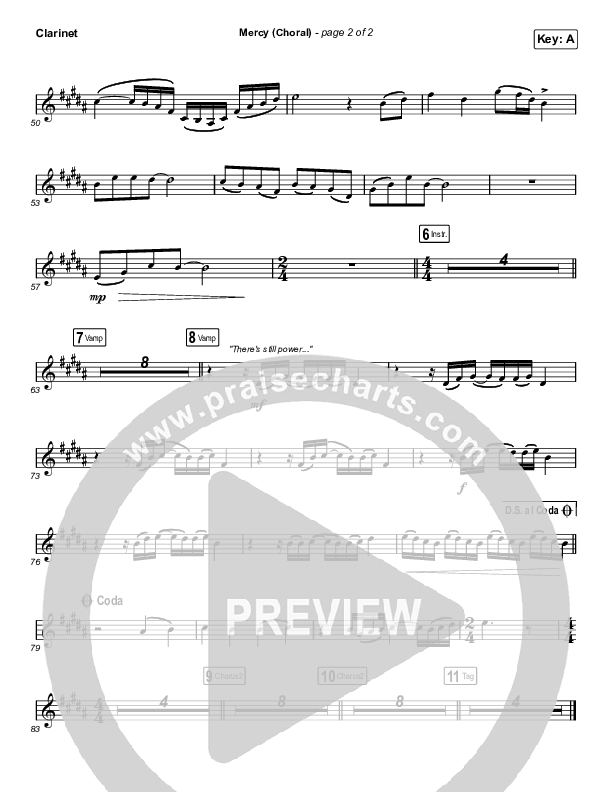 Mercy (Choral Anthem SATB) Clarinet (Maverick City Music / Elevation Worship / Chris Brown / Arr. Luke Gambill)