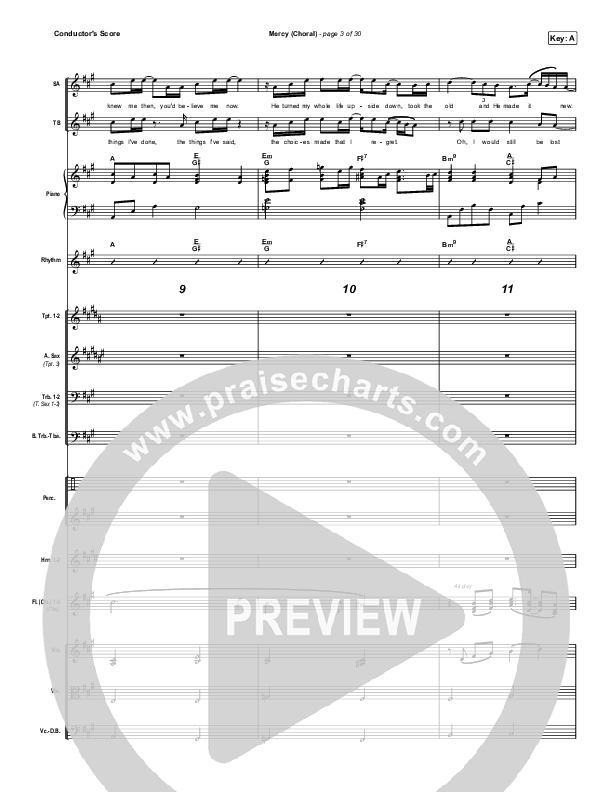 Mercy (Choral Anthem SATB) Conductor's Score (Maverick City Music / Elevation Worship / Chris Brown / Arr. Luke Gambill)