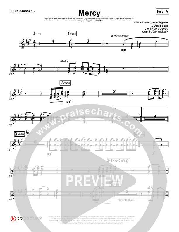 Mercy (Choral Anthem SATB) Wind Pack (Maverick City Music / Elevation Worship / Chris Brown / Arr. Luke Gambill)