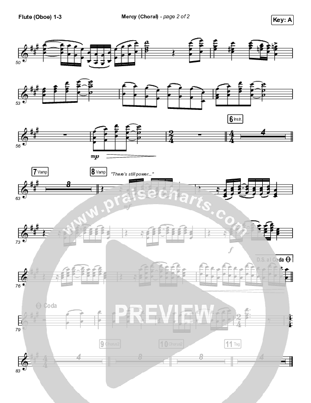Mercy (Choral Anthem SATB) Flute/Oboe 1/2/3 (Maverick City Music / Elevation Worship / Chris Brown / Arr. Luke Gambill)