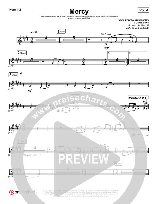Mercy (Choral Anthem SATB) Brass Pack (Maverick City Music / Elevation Worship / Chris Brown / Arr. Luke Gambill)