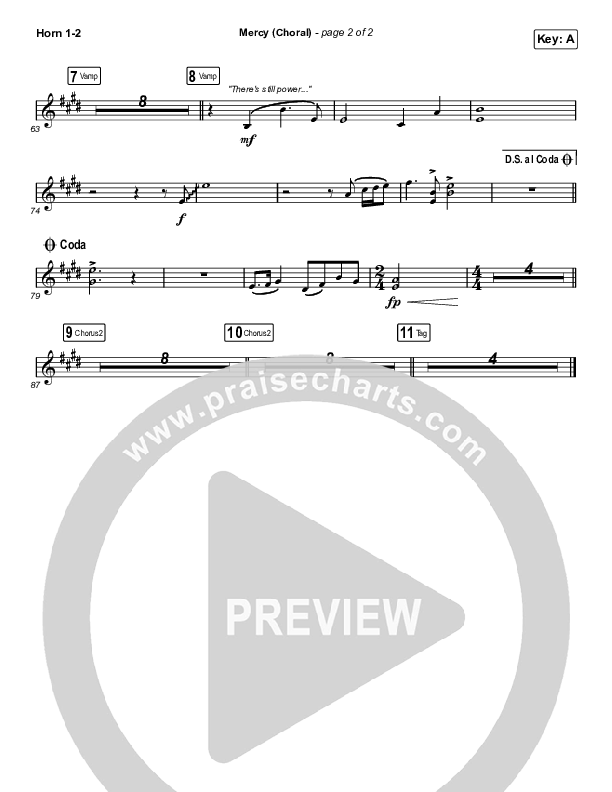 Mercy (Choral Anthem SATB) French Horn 1/2 (Maverick City Music / Elevation Worship / Chris Brown / Arr. Luke Gambill)