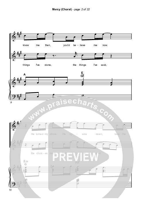 Mercy (Choral Anthem SATB) Octavo (SATB & Pno) (Maverick City Music / Elevation Worship / Chris Brown / Arr. Luke Gambill)