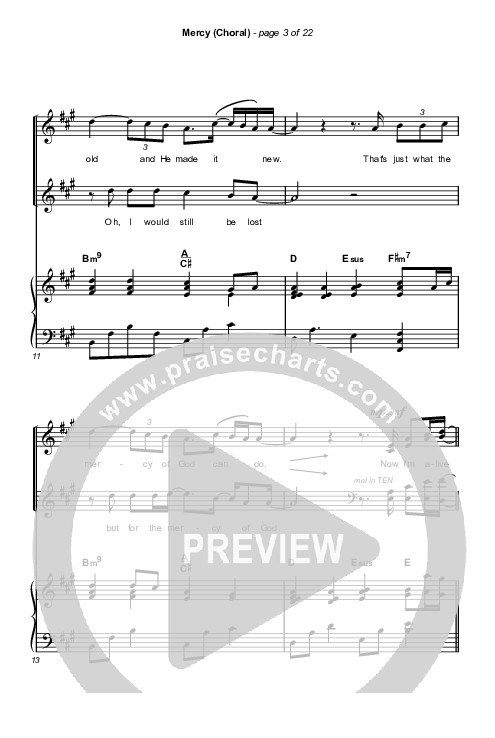Mercy (Choral Anthem SATB) Octavo (SATB & Pno) (Maverick City Music / Elevation Worship / Chris Brown / Arr. Luke Gambill)