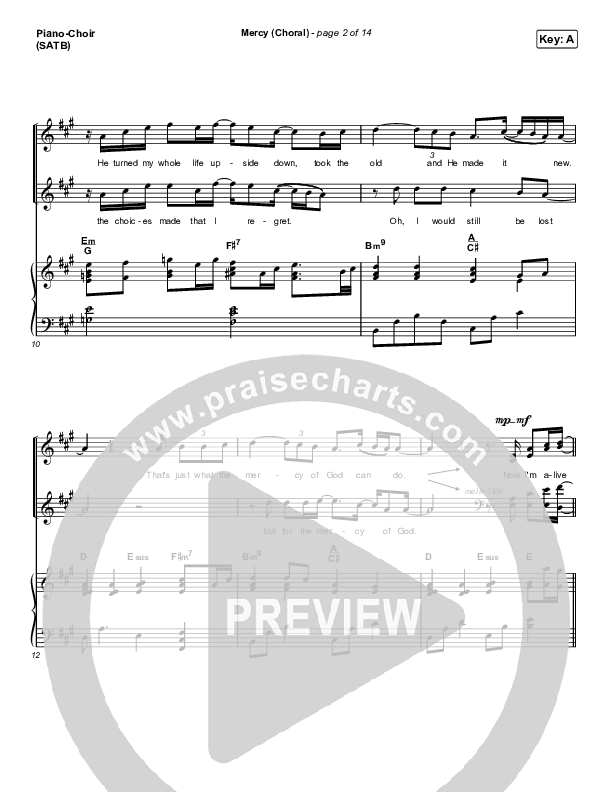 Mercy (Choral Anthem SATB) Piano/Choir (SATB) (Maverick City Music / Elevation Worship / Chris Brown / Arr. Luke Gambill)