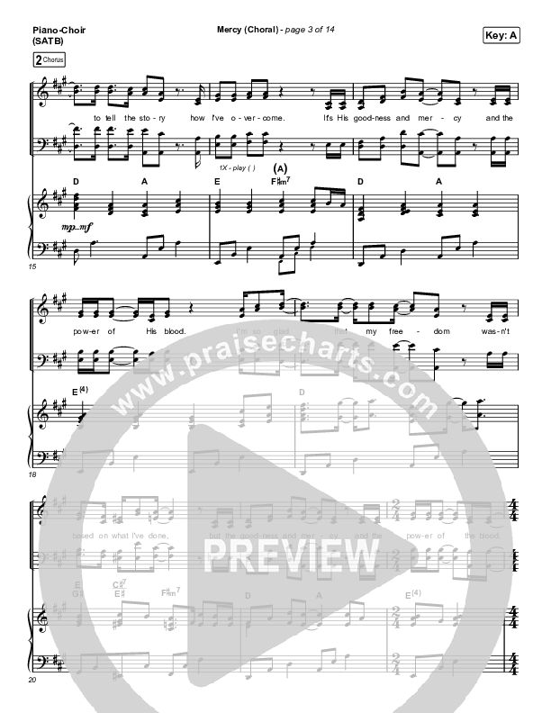 Mercy (Choral Anthem SATB) Piano/Choir (SATB) (Maverick City Music / Elevation Worship / Chris Brown / Arr. Luke Gambill)