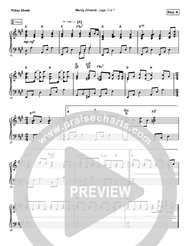 Mercy (Choral Anthem SATB) Piano Sheet (Maverick City Music / Elevation Worship / Chris Brown / Arr. Luke Gambill)