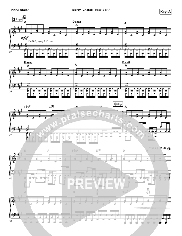 Mercy (Choral Anthem SATB) Piano Sheet (Maverick City Music / Elevation Worship / Chris Brown / Arr. Luke Gambill)