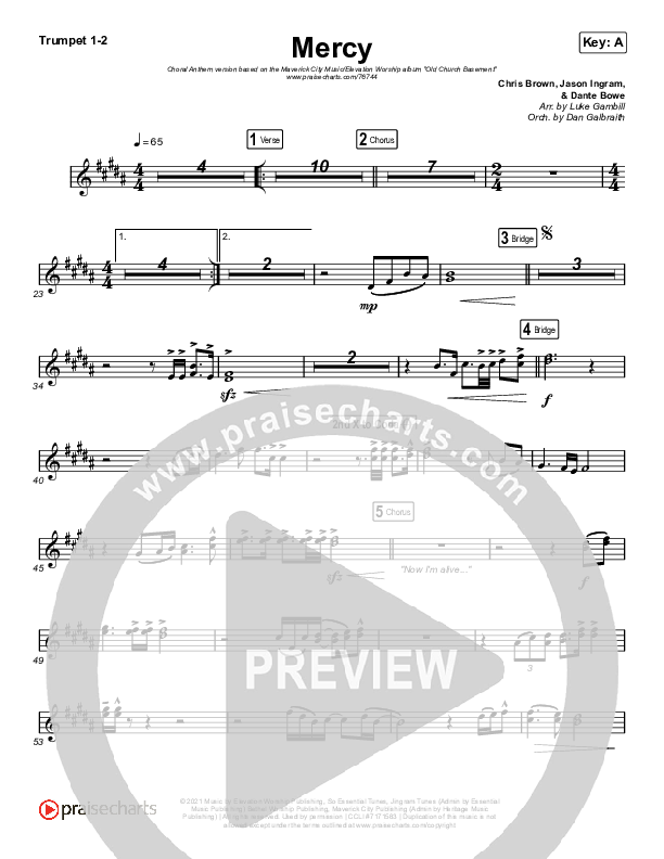 Mercy (Choral Anthem SATB) Brass Pack (Maverick City Music / Elevation Worship / Chris Brown / Arr. Luke Gambill)
