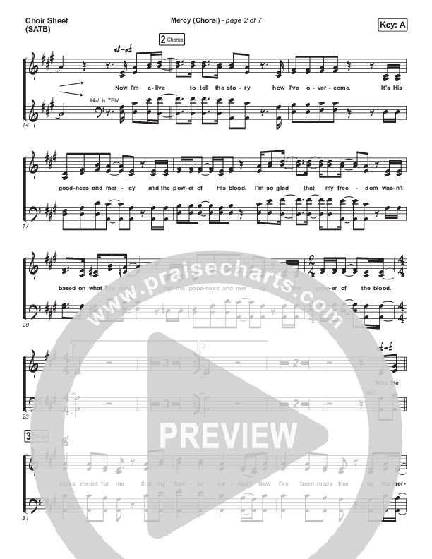 Mercy (Choral Anthem SATB) Choir Sheet (SATB) (Maverick City Music / Elevation Worship / Chris Brown / Arr. Luke Gambill)