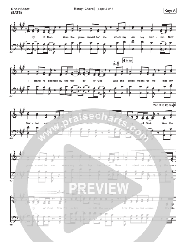 Mercy (Choral Anthem SATB) Choir Sheet (SATB) (Maverick City Music / Elevation Worship / Chris Brown / Arr. Luke Gambill)