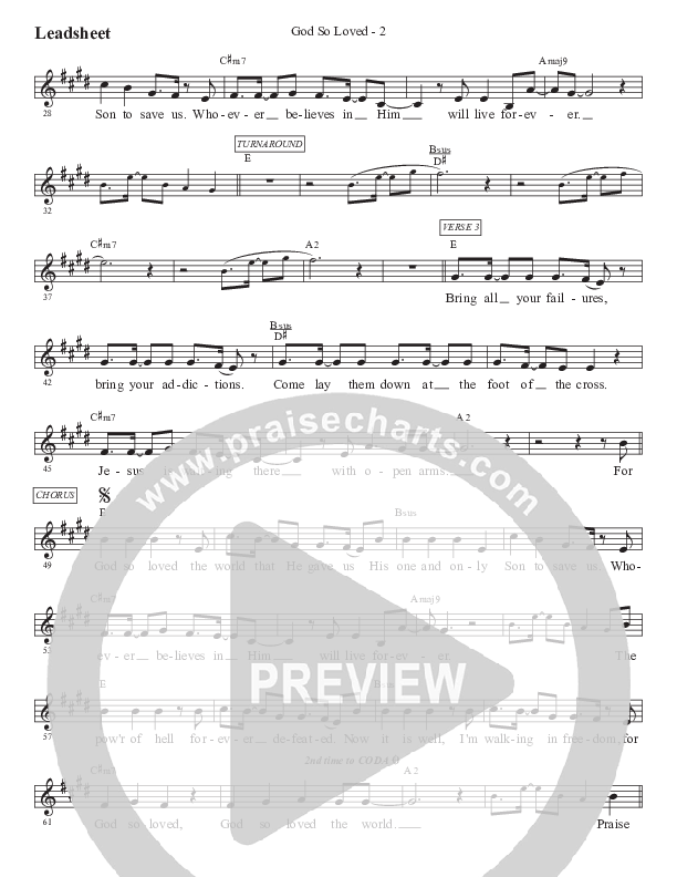 God So Loved (Kids) Lead Sheet (Melody) (PraiseCharts Kids / Arr. Luke Gambill)