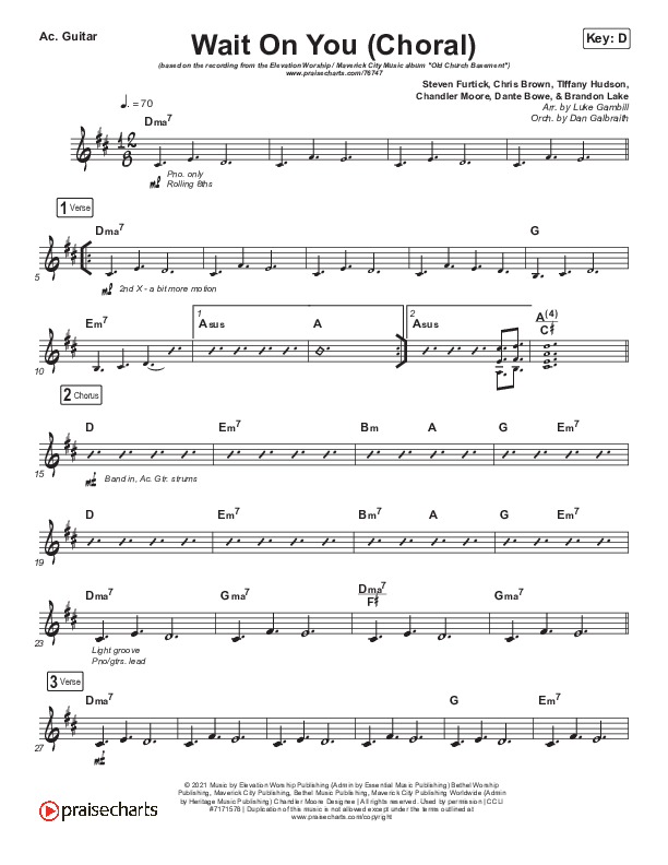 Wait On You (Choral Anthem SATB) Acoustic Guitar (Maverick City Music / Elevation Worship / Dante Bowe / Chandler Moore / Arr. Luke Gambill)