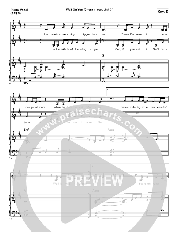 Wait On You (Choral Anthem SATB) Piano/Vocal Pack (Maverick City Music / Elevation Worship / Dante Bowe / Chandler Moore / Arr. Luke Gambill)