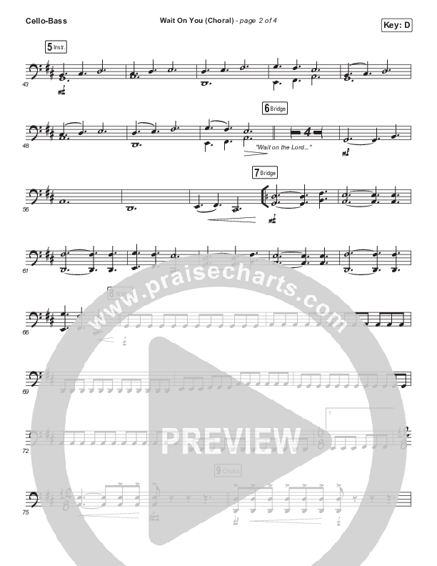 Wait On You (Choral Anthem SATB) Cello/Bass (Maverick City Music / Elevation Worship / Dante Bowe / Chandler Moore / Arr. Luke Gambill)