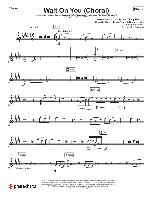 Wait On You (Choral Anthem SATB) Clarinet (Maverick City Music / Elevation Worship / Dante Bowe / Chandler Moore / Arr. Luke Gambill)