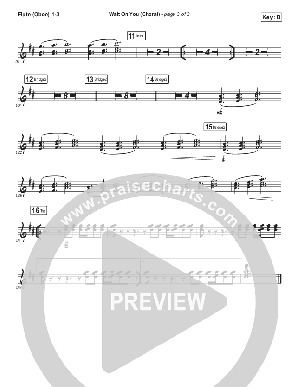 Wait On You (Choral Anthem SATB) Flute/Oboe 1/2/3 (Maverick City Music / Elevation Worship / Dante Bowe / Chandler Moore / Arr. Luke Gambill)