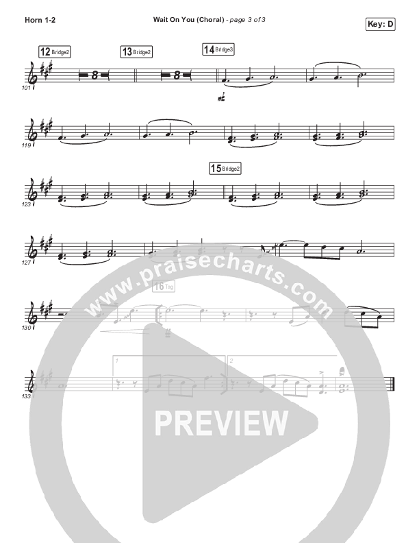 Wait On You (Choral Anthem SATB) French Horn 1/2 (Maverick City Music / Elevation Worship / Dante Bowe / Chandler Moore / Arr. Luke Gambill)