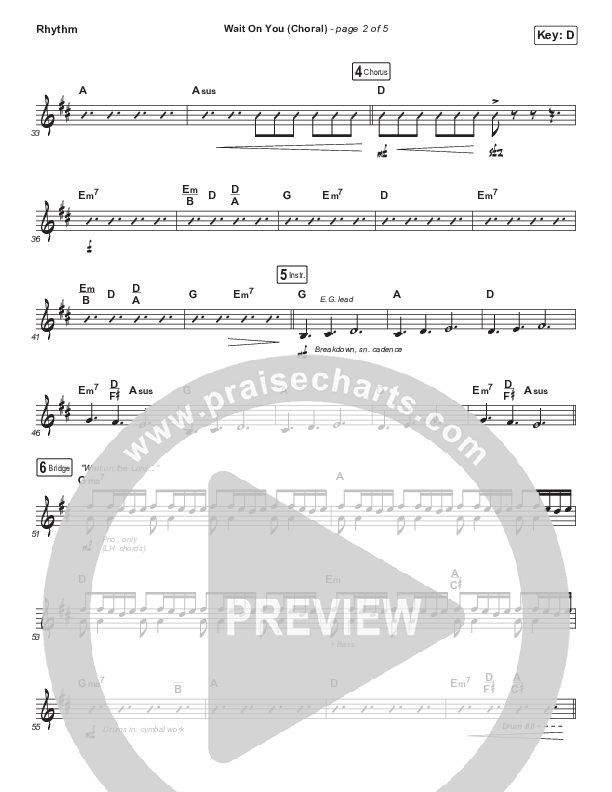 Wait On You (Choral Anthem SATB) Rhythm Chart (Maverick City Music / Elevation Worship / Dante Bowe / Chandler Moore / Arr. Luke Gambill)