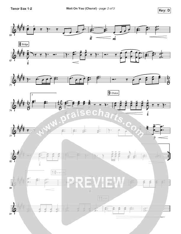 Wait On You (Choral Anthem SATB) Tenor Sax 1/2 (Maverick City Music / Elevation Worship / Dante Bowe / Chandler Moore / Arr. Luke Gambill)
