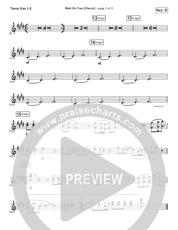 Wait On You (Choral Anthem SATB) Tenor Sax 1/2 (Maverick City Music / Elevation Worship / Dante Bowe / Chandler Moore / Arr. Luke Gambill)