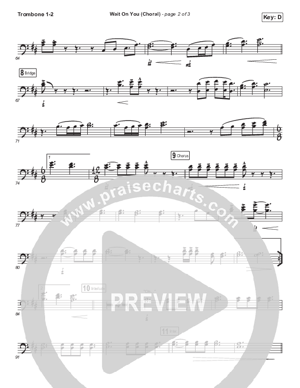 Wait On You (Choral Anthem SATB) Trombone 1/2 (Maverick City Music / Elevation Worship / Dante Bowe / Chandler Moore / Arr. Luke Gambill)