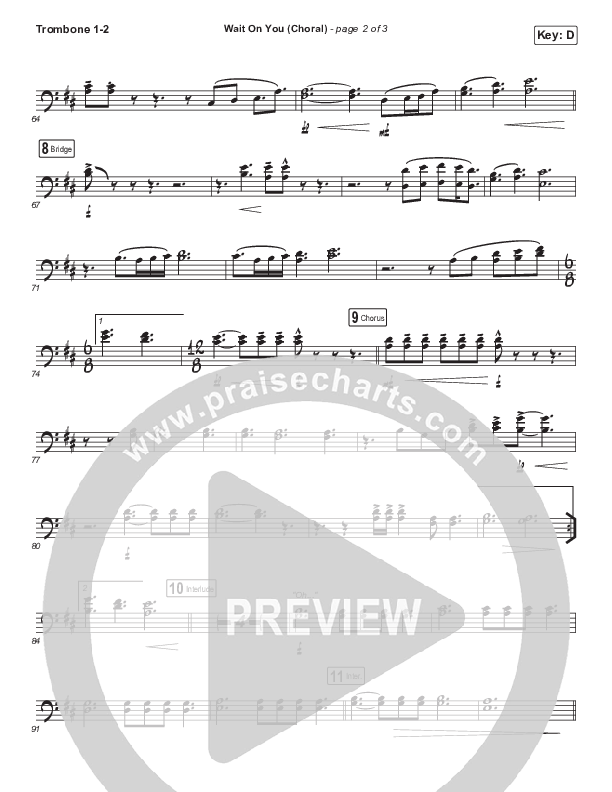 Wait On You (Choral Anthem SATB) Trombone 1/2 (Maverick City Music / Elevation Worship / Dante Bowe / Chandler Moore / Arr. Luke Gambill)