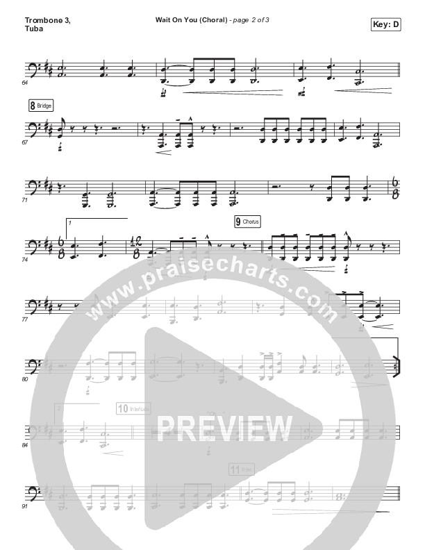 Wait On You (Choral Anthem SATB) Trombone 3/Tuba (Maverick City Music / Elevation Worship / Dante Bowe / Chandler Moore / Arr. Luke Gambill)