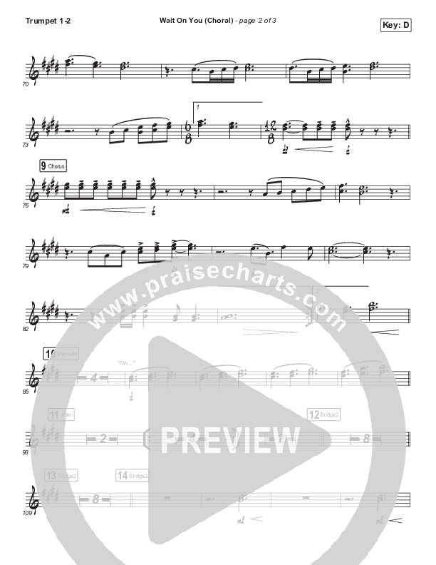 Wait On You (Choral Anthem SATB) Trumpet 1,2 (Maverick City Music / Elevation Worship / Dante Bowe / Chandler Moore / Arr. Luke Gambill)