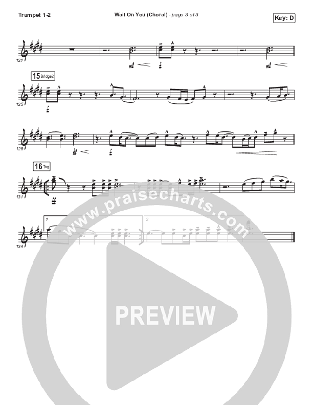 Wait On You (Choral Anthem SATB) Trumpet 1,2 (Maverick City Music / Elevation Worship / Dante Bowe / Chandler Moore / Arr. Luke Gambill)
