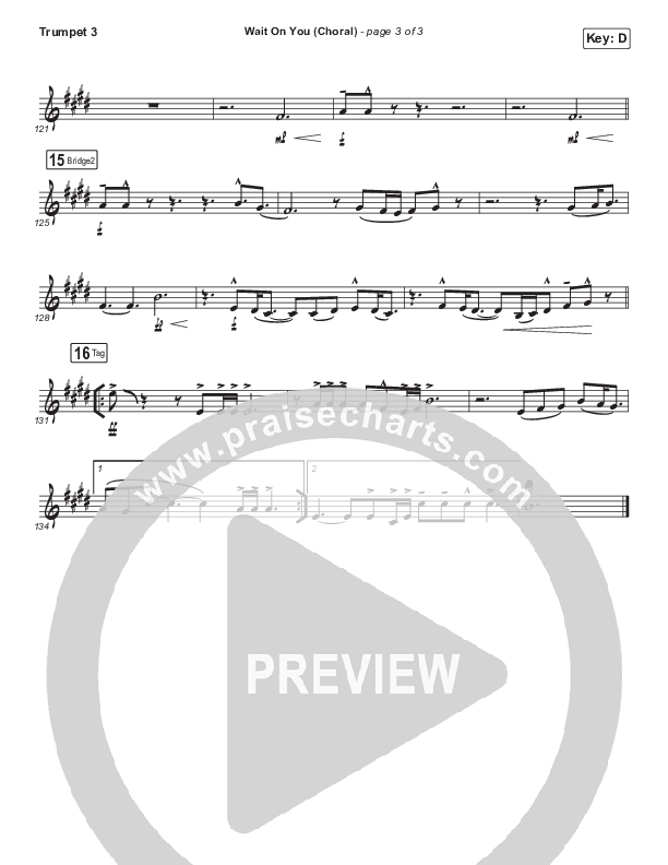 Wait On You (Choral Anthem SATB) Trumpet 3 (Maverick City Music / Elevation Worship / Dante Bowe / Chandler Moore / Arr. Luke Gambill)