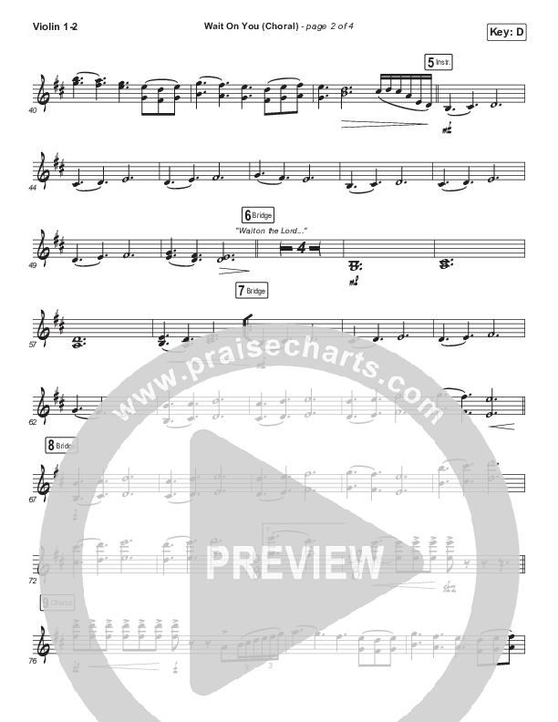 Wait On You (Choral Anthem SATB) Violin 1/2 (Maverick City Music / Elevation Worship / Dante Bowe / Chandler Moore / Arr. Luke Gambill)