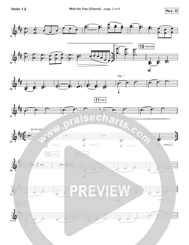 Wait On You (Choral Anthem SATB) Violin 1/2 (Maverick City Music / Elevation Worship / Dante Bowe / Chandler Moore / Arr. Luke Gambill)