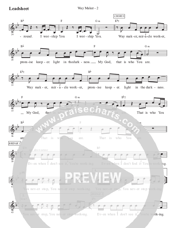 Way Maker (Kids) Lead Sheet (Melody) (PraiseCharts Kids / Arr. Luke Gambill)