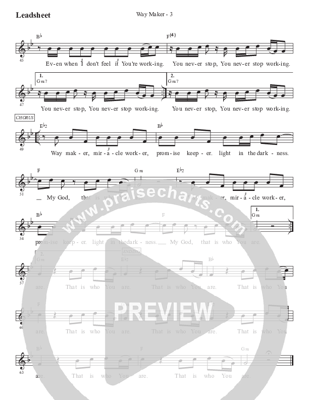 Way Maker (Kids) Lead Sheet (Melody) (PraiseCharts Kids / Arr. Luke Gambill)