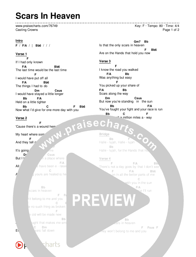 Scars In Heaven Chords & Lyrics (Casting Crowns)