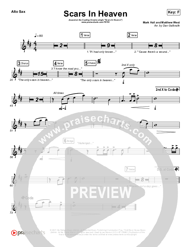 Scars In Heaven Alto Sax (Casting Crowns)