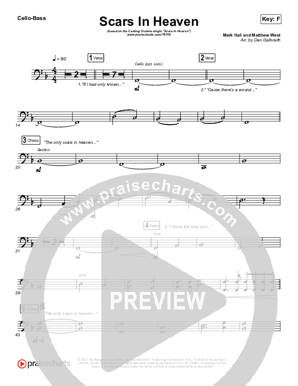 Scars In Heaven Cello/Bass (Casting Crowns)