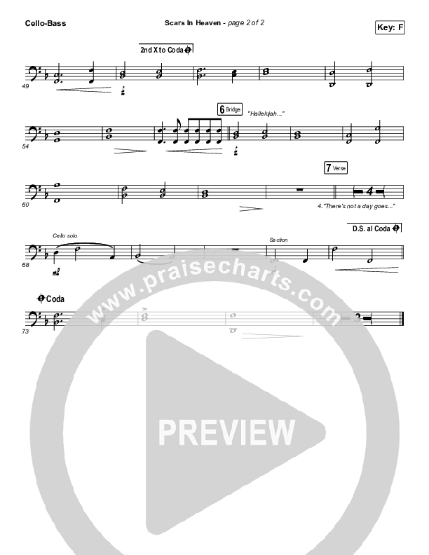 Scars In Heaven Cello/Bass (Casting Crowns)