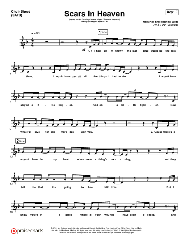 Scars In Heaven Choir Vocals (SATB) (Casting Crowns)