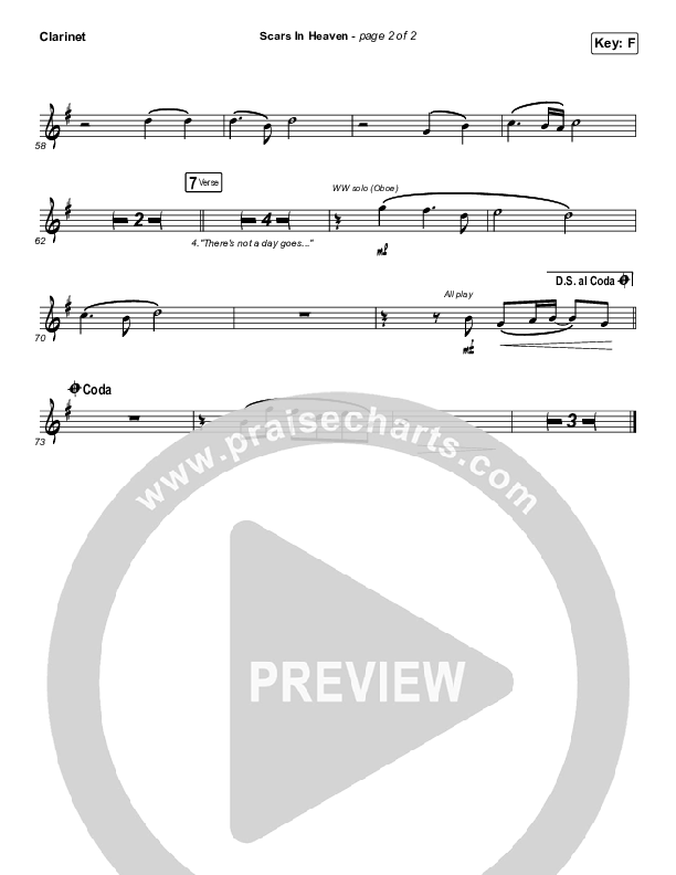 Scars In Heaven Clarinet (Casting Crowns)